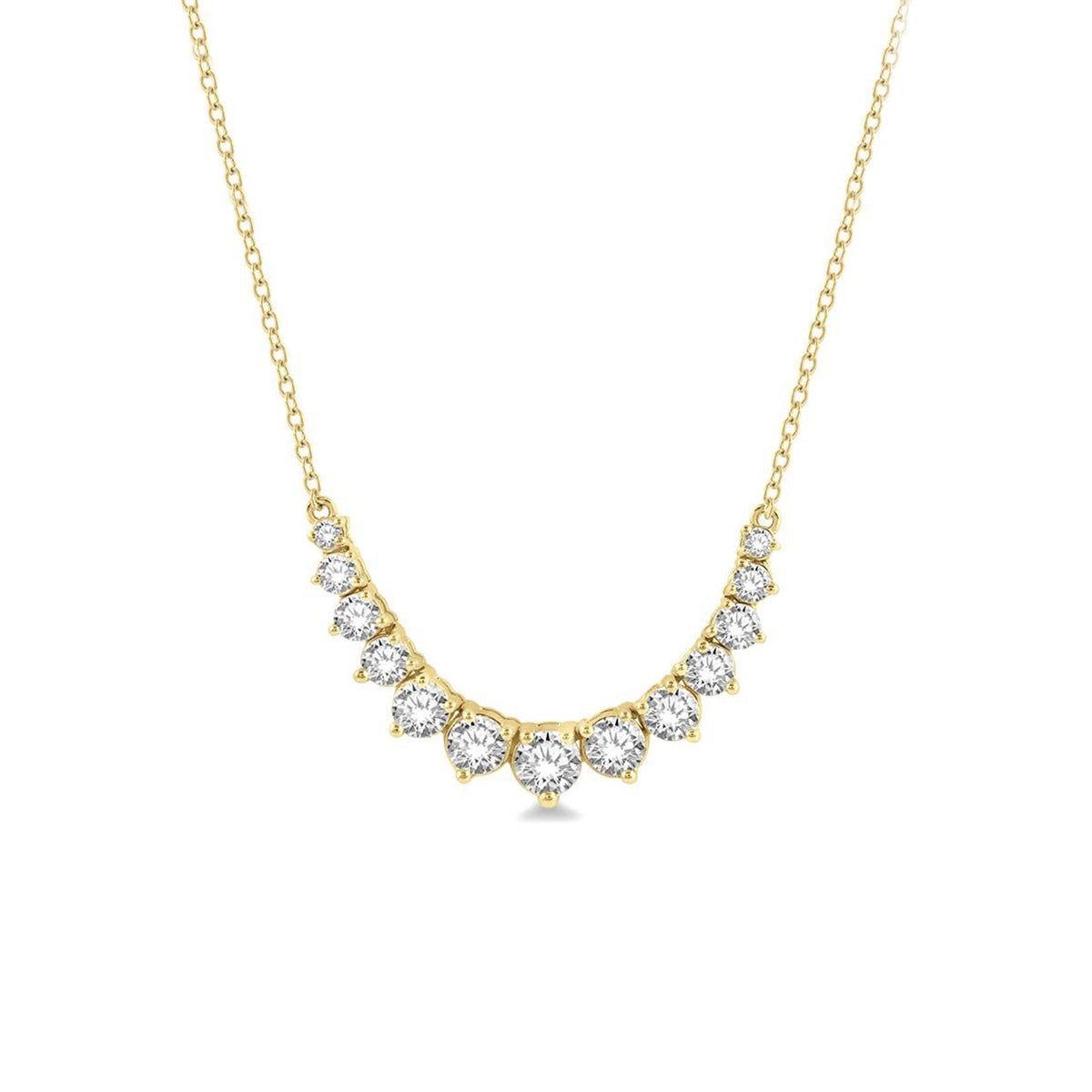 14K Yellow Gold Smile Diamond Necklace