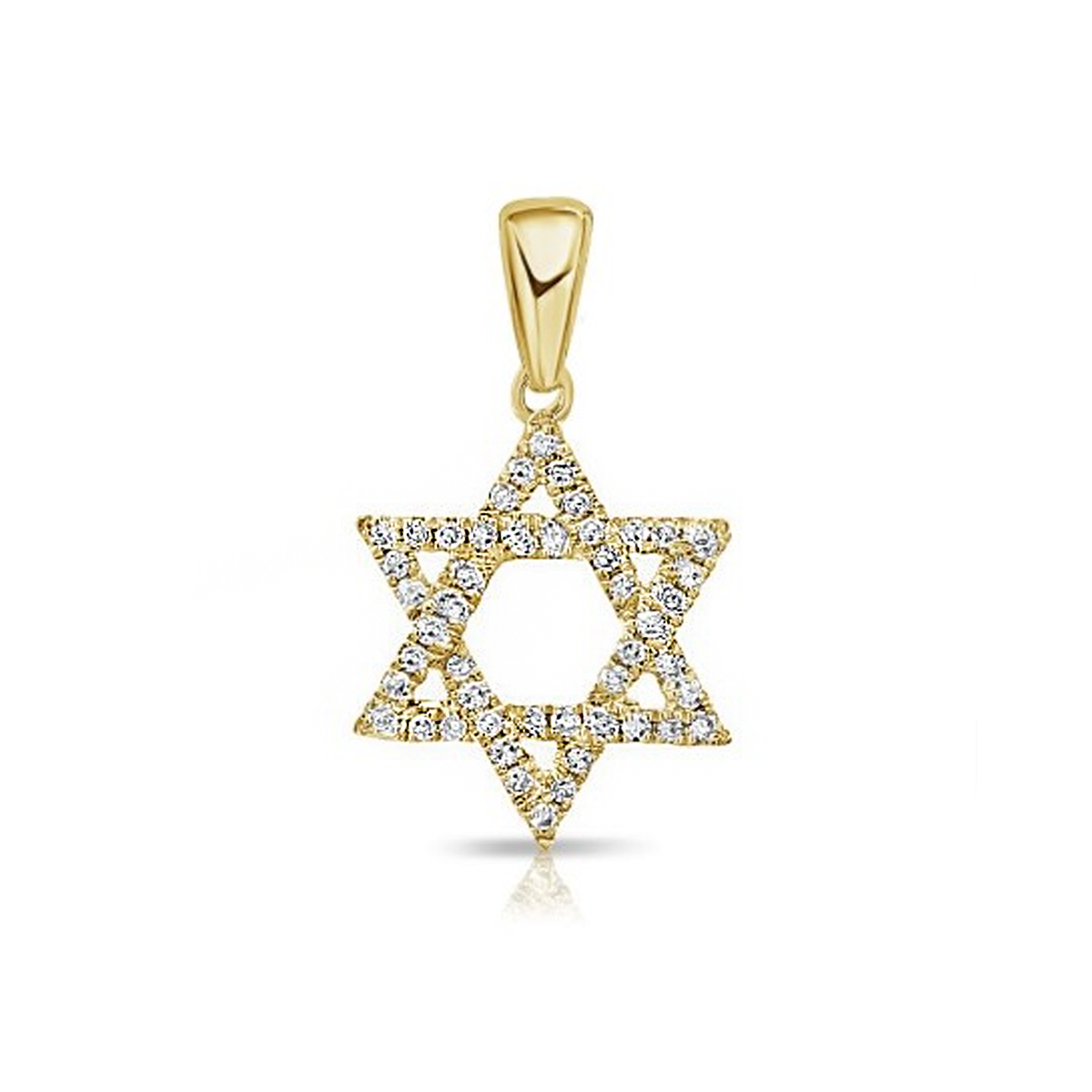14K Yellow Gold Star of David Diamond Pendant
