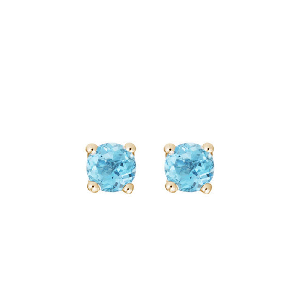 14K Yellow Gold Swiss Blue Topaz Stud Earrings