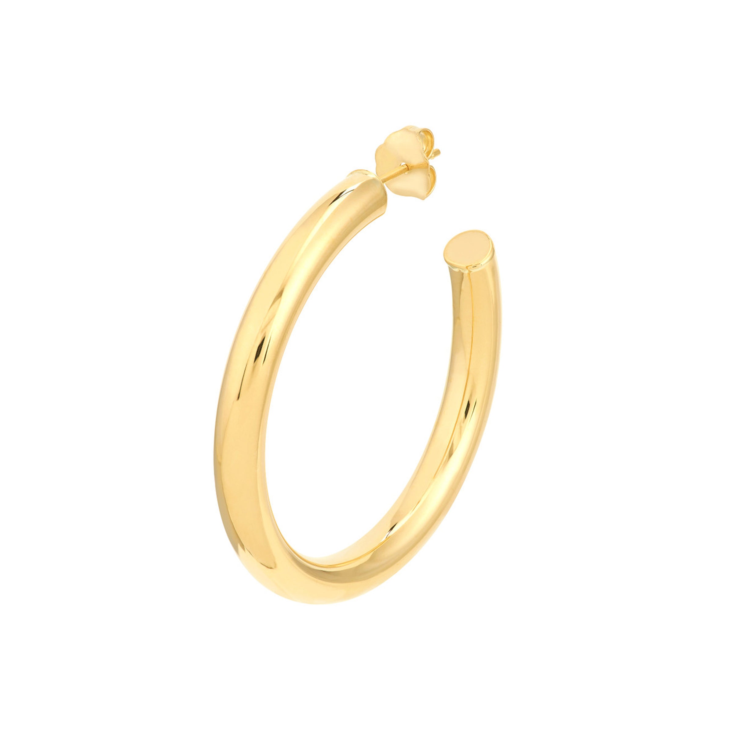 14K Yellow Gold Tube Hoop Earrings img2