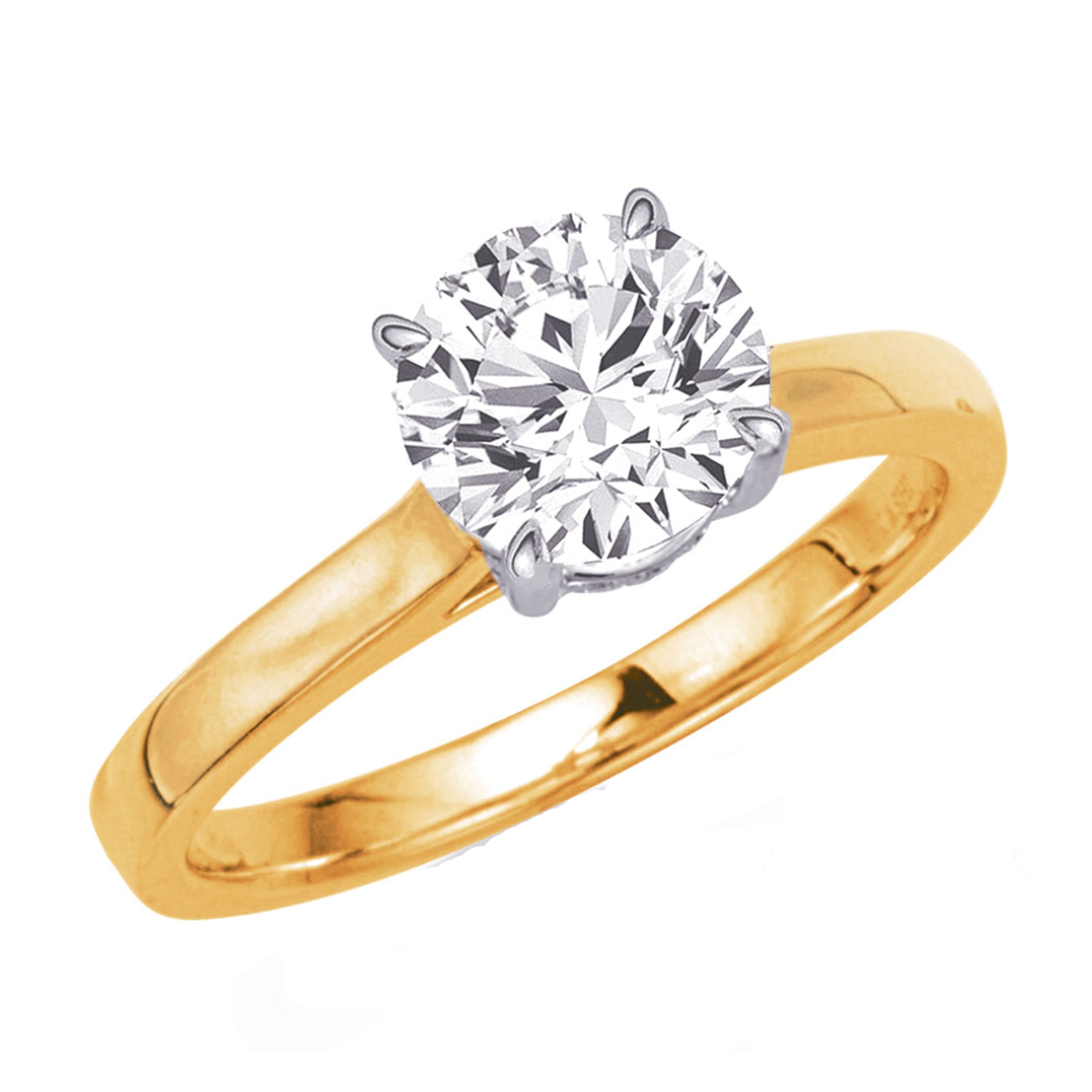 14K Yellow & White Gold Solitaire Engagement Ring Mounting img1