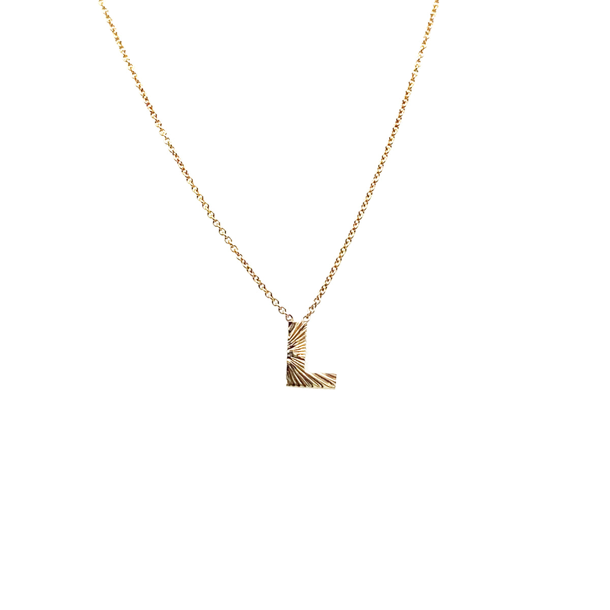 14k Yellow Gold 18in Necklace with  "L" Pedant