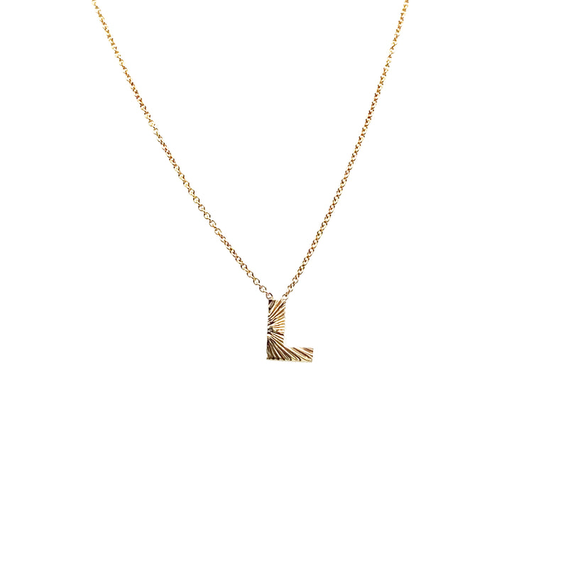 14k Yellow Gold 18in Necklace with  "L" Pedant