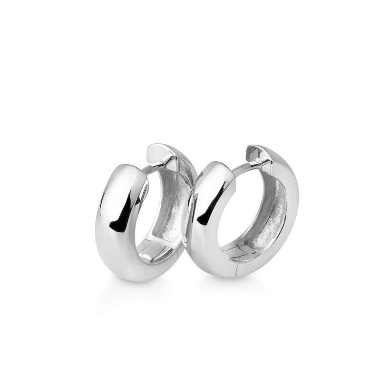 14k white gold hinged huggie earrings