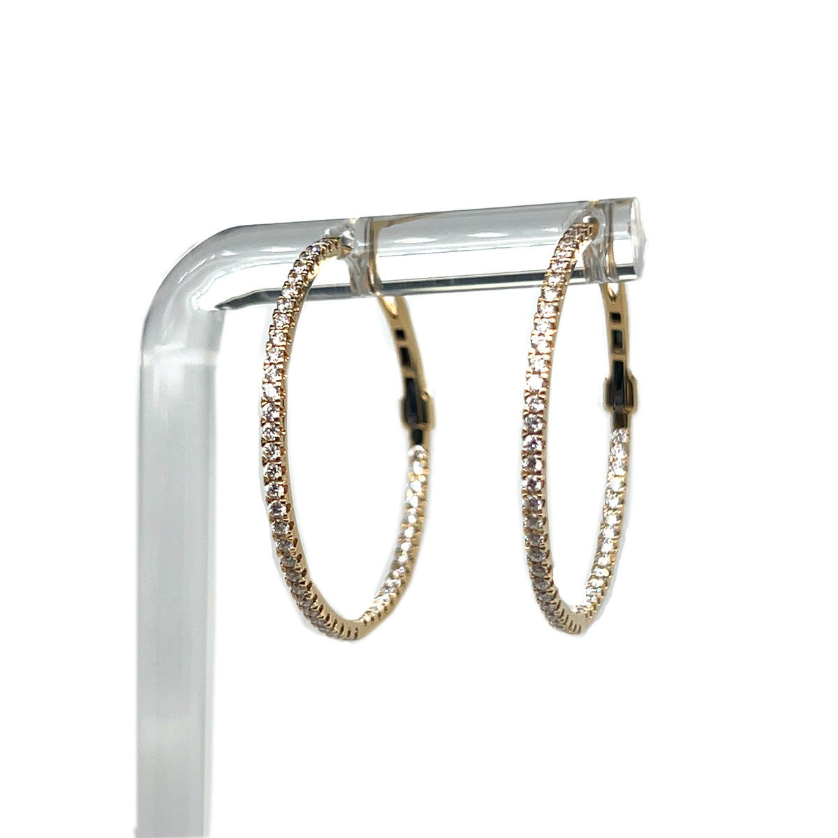 14K Yellow Gold Diamond Large Hoop Earrings - NAGI