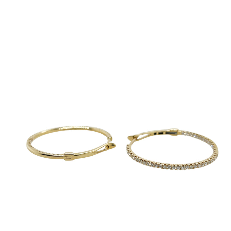 14K Yellow Gold Diamond Large Hoop Earrings - NAGI