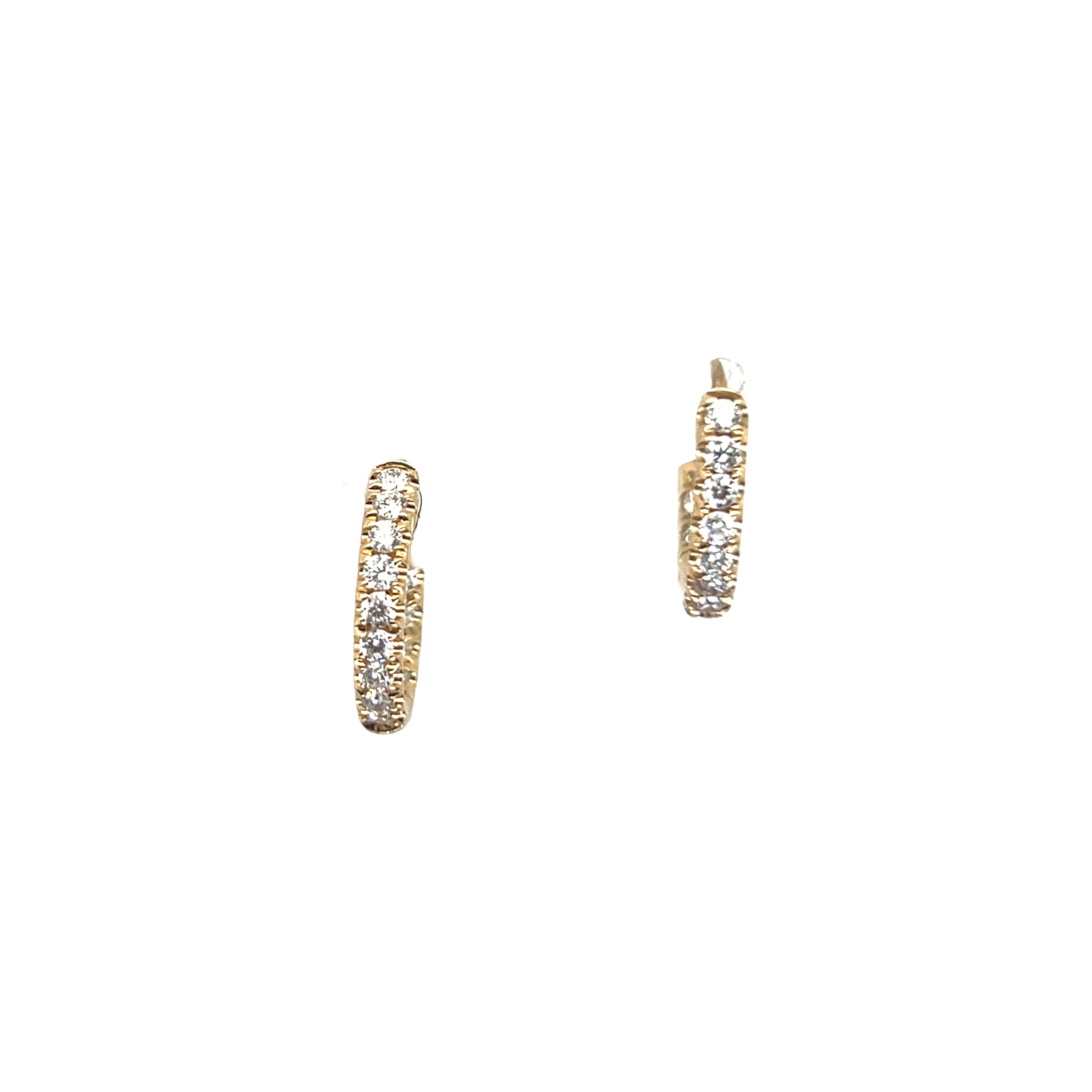 14K Yellow Gold Diamond Huggie Earrings