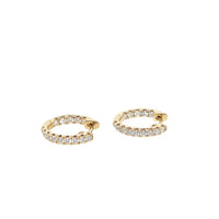 14K Yellow Gold Diamond Huggie Earrings - NAGI