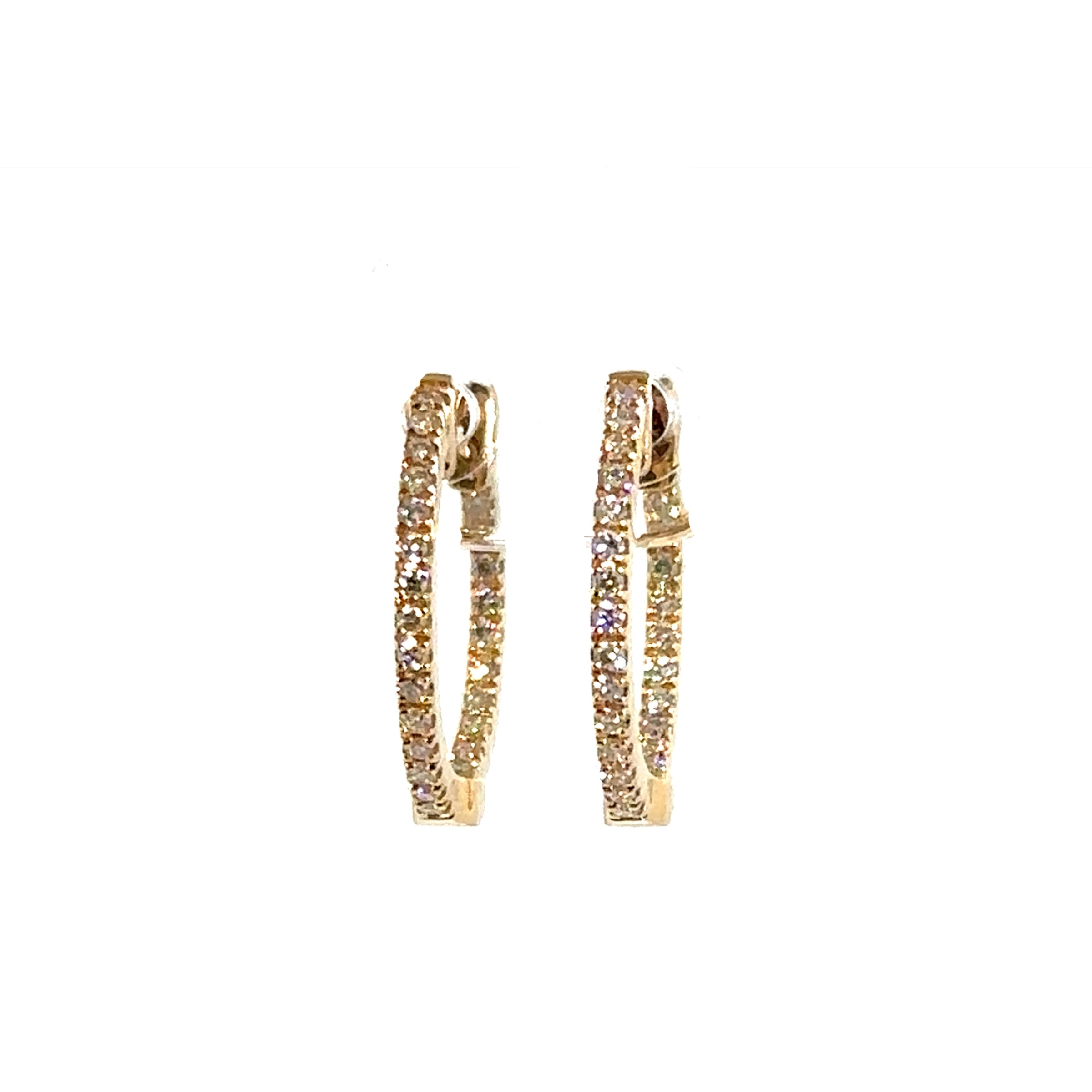 14K Yellow Gold Diamond Huggie Earrings