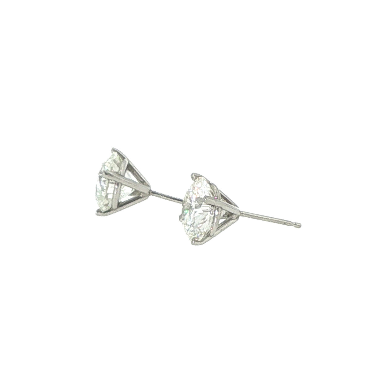 Platinum 5 Carat Round Diamond Stud Earrings
