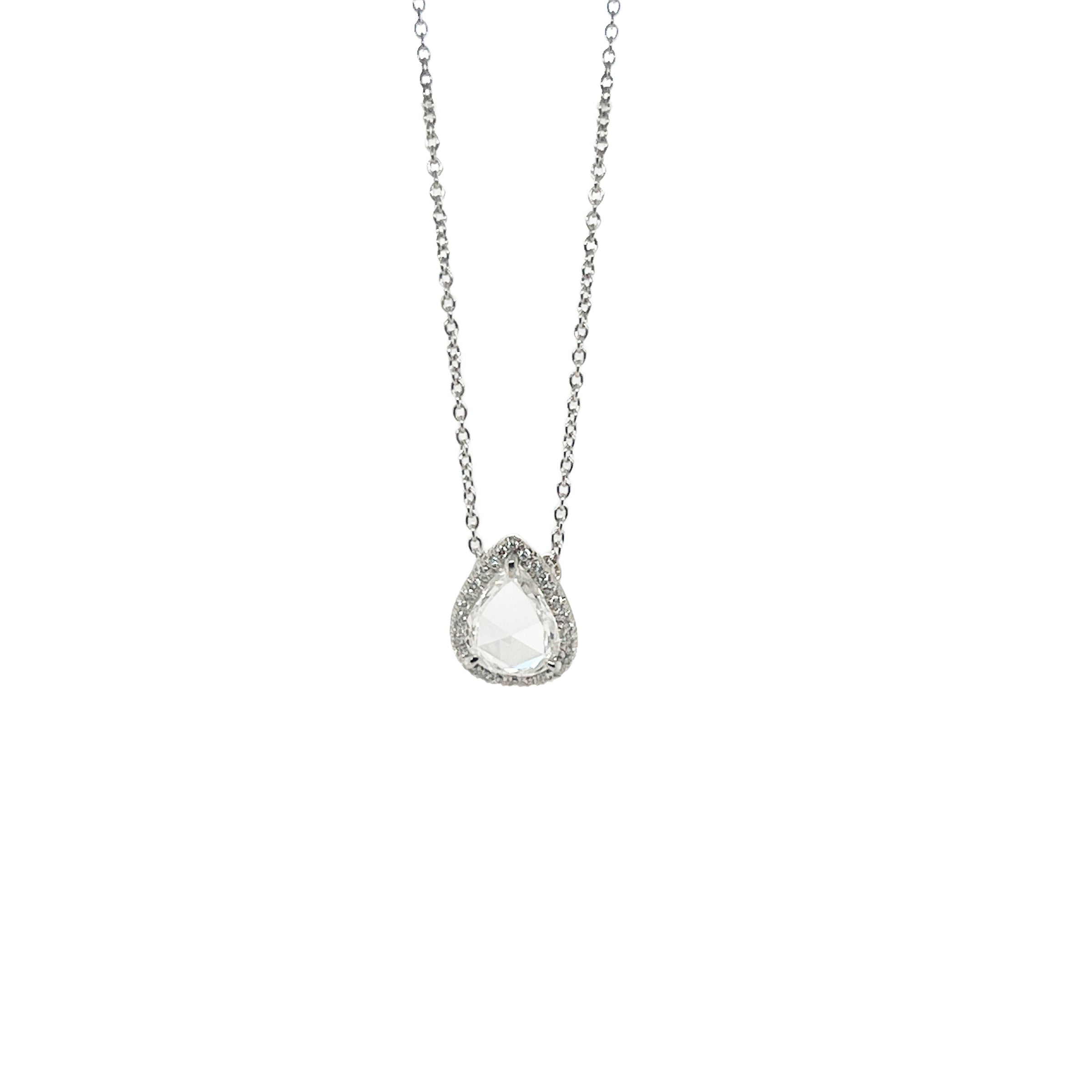 Platinum Pear Shaped Rose-Cut Slided Diamond Necklace - NAGI