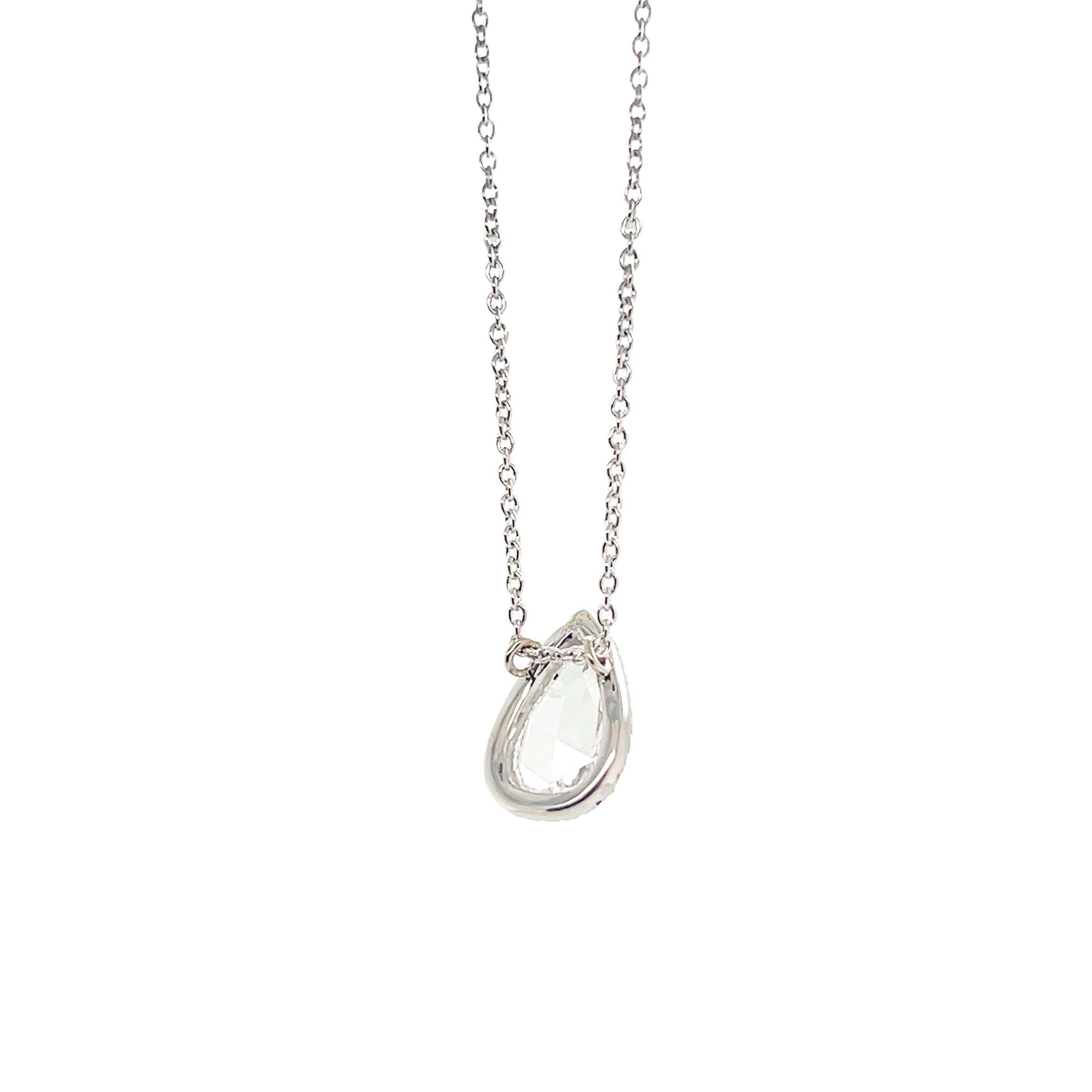Platinum Pear Shaped Rose-Cut Slided Diamond Necklace - NAGI