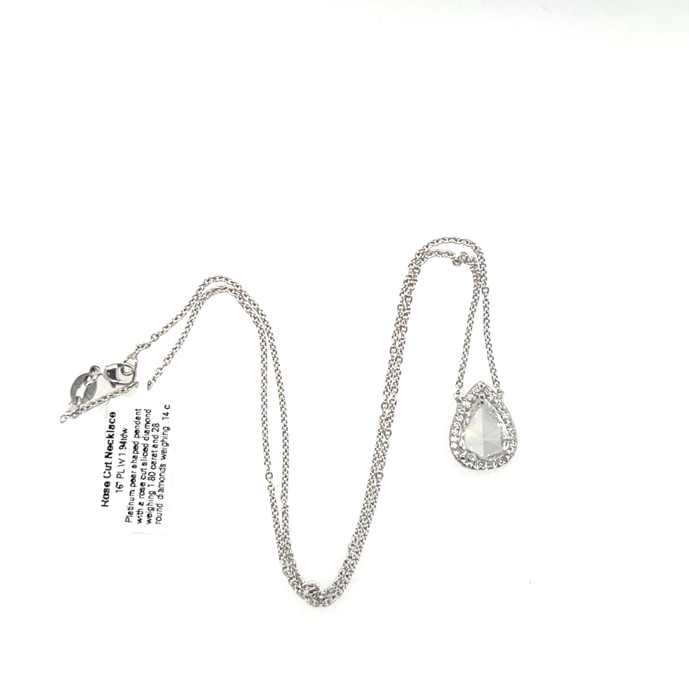 Platinum Pear Shaped Rose-Cut Slided Diamond Necklace - NAGI