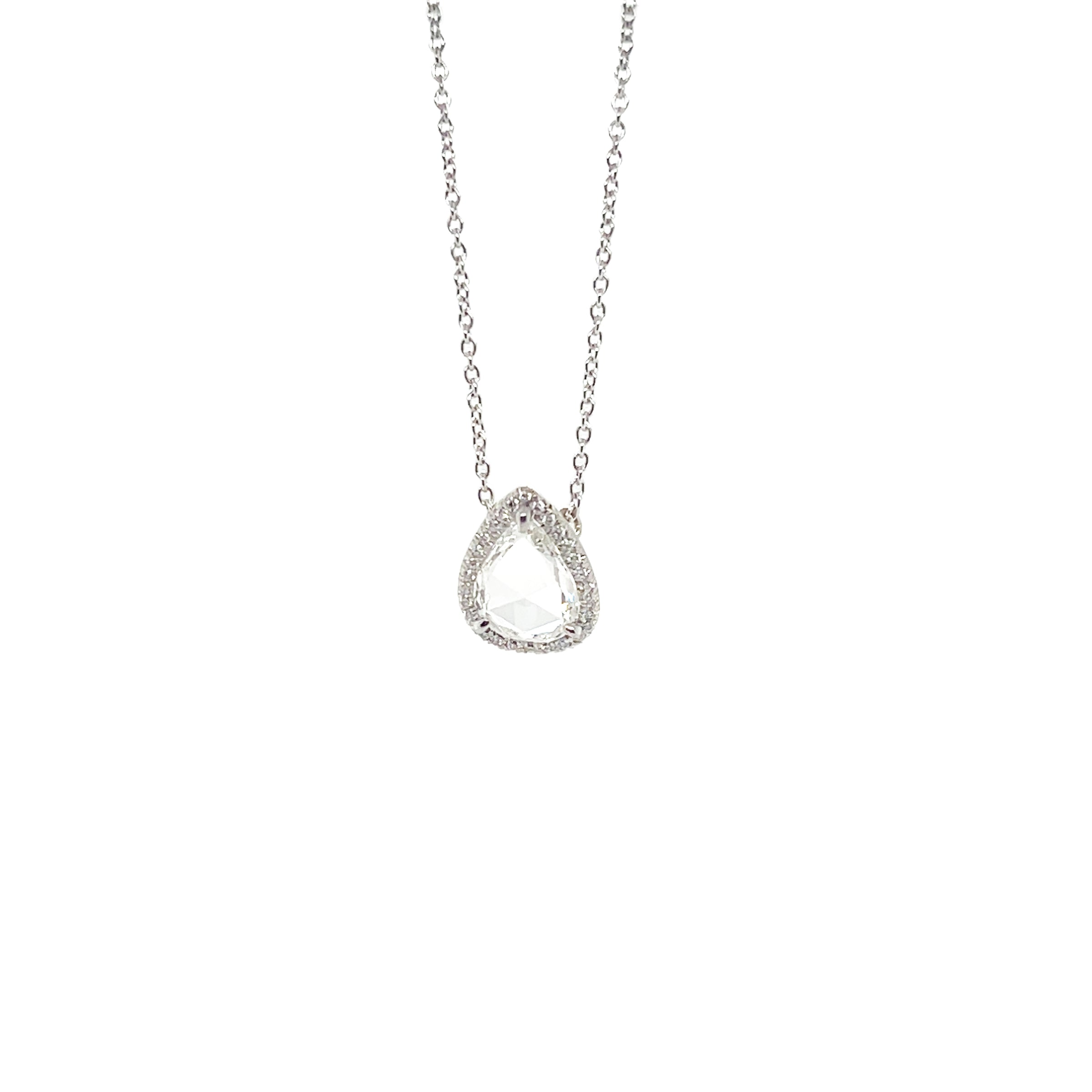 Platinum Pear Shaped Rose-Cut Slided Diamond Necklace - NAGI