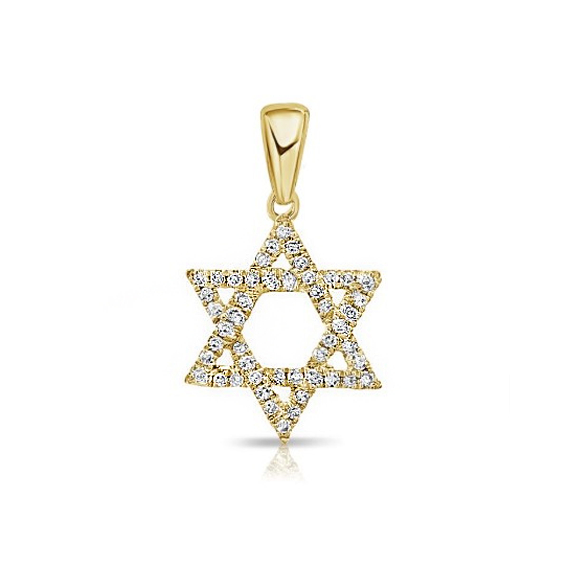 14K Yellow Gold Star of David Diamond Pendant - NAGI