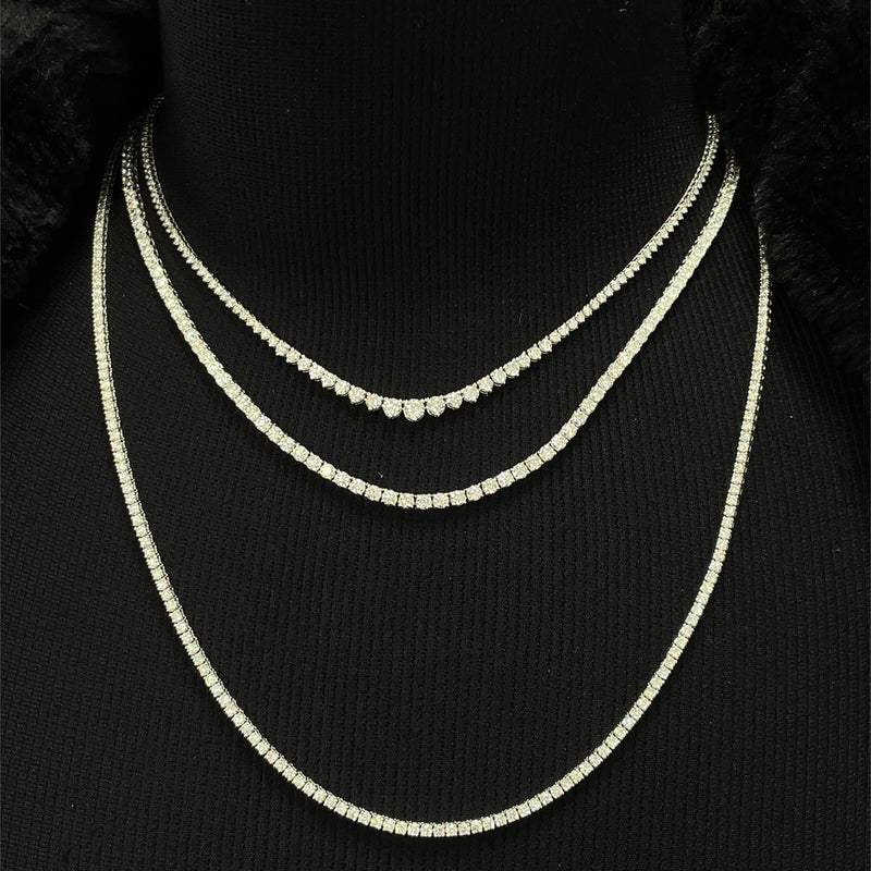 14K White Gold Graduating Diamond Tennis Necklace