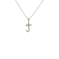 14K White Gold Initial J Diamond Necklace