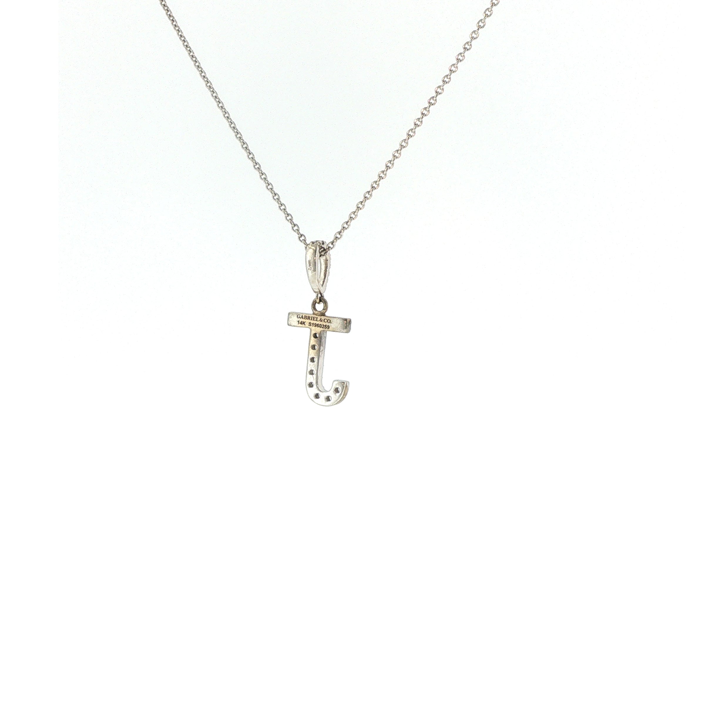 14K White Gold Initial J Diamond Necklace