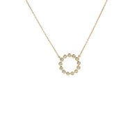 14K Yellow Gold Bezel Set Diamond Circle Necklace