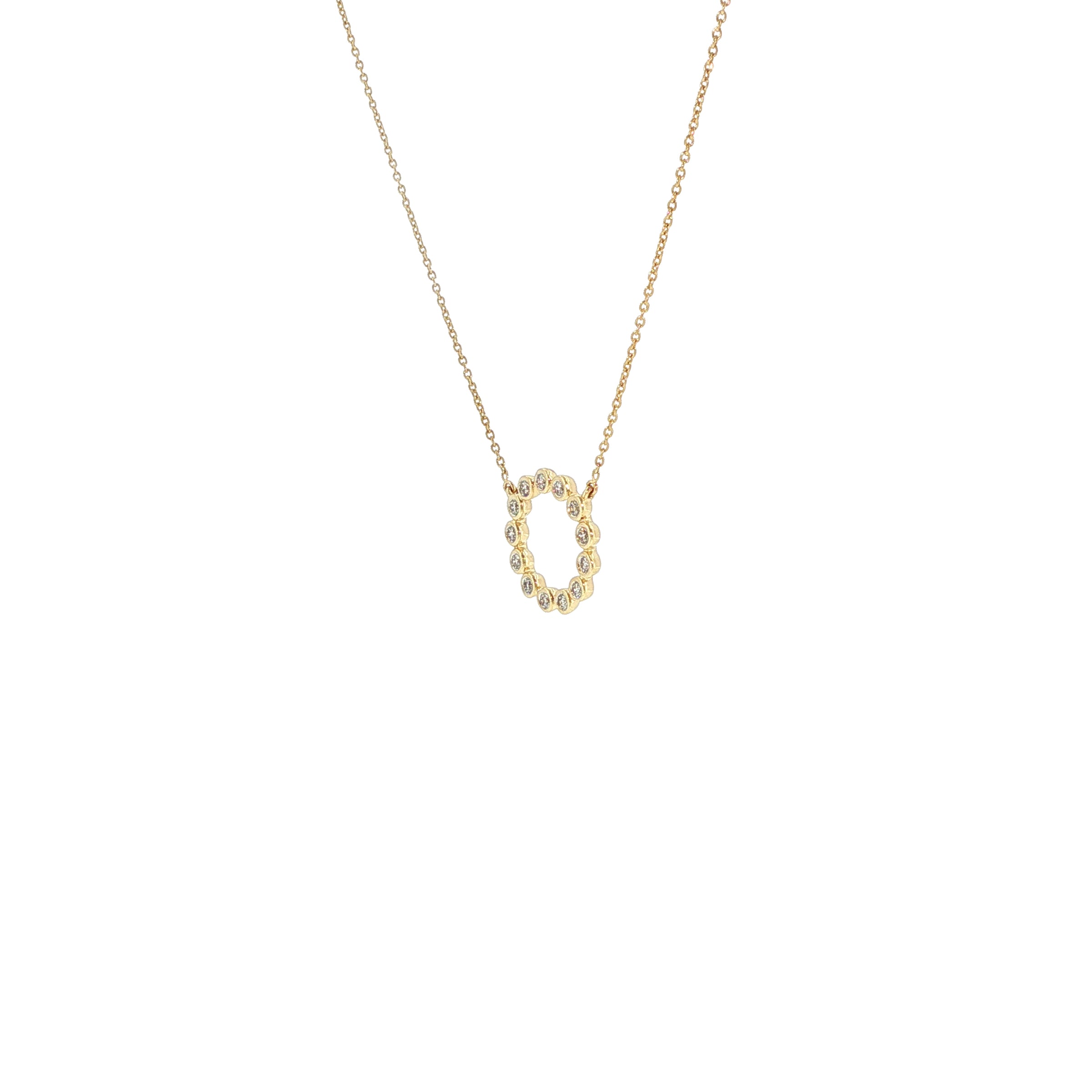 14K Yellow Gold Bezel Set Diamond Circle Necklace