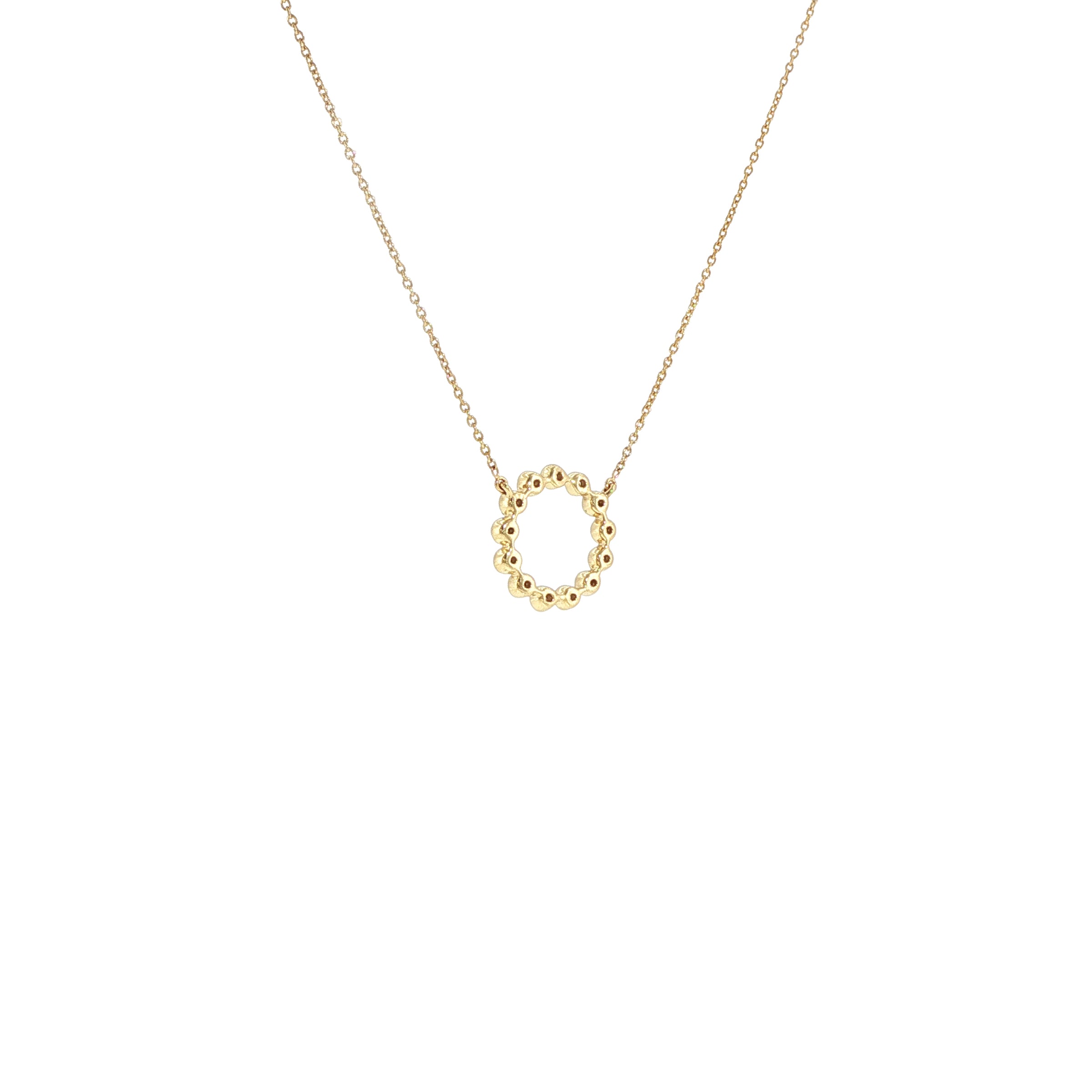 14K Yellow Gold Bezel Set Diamond Circle Necklace