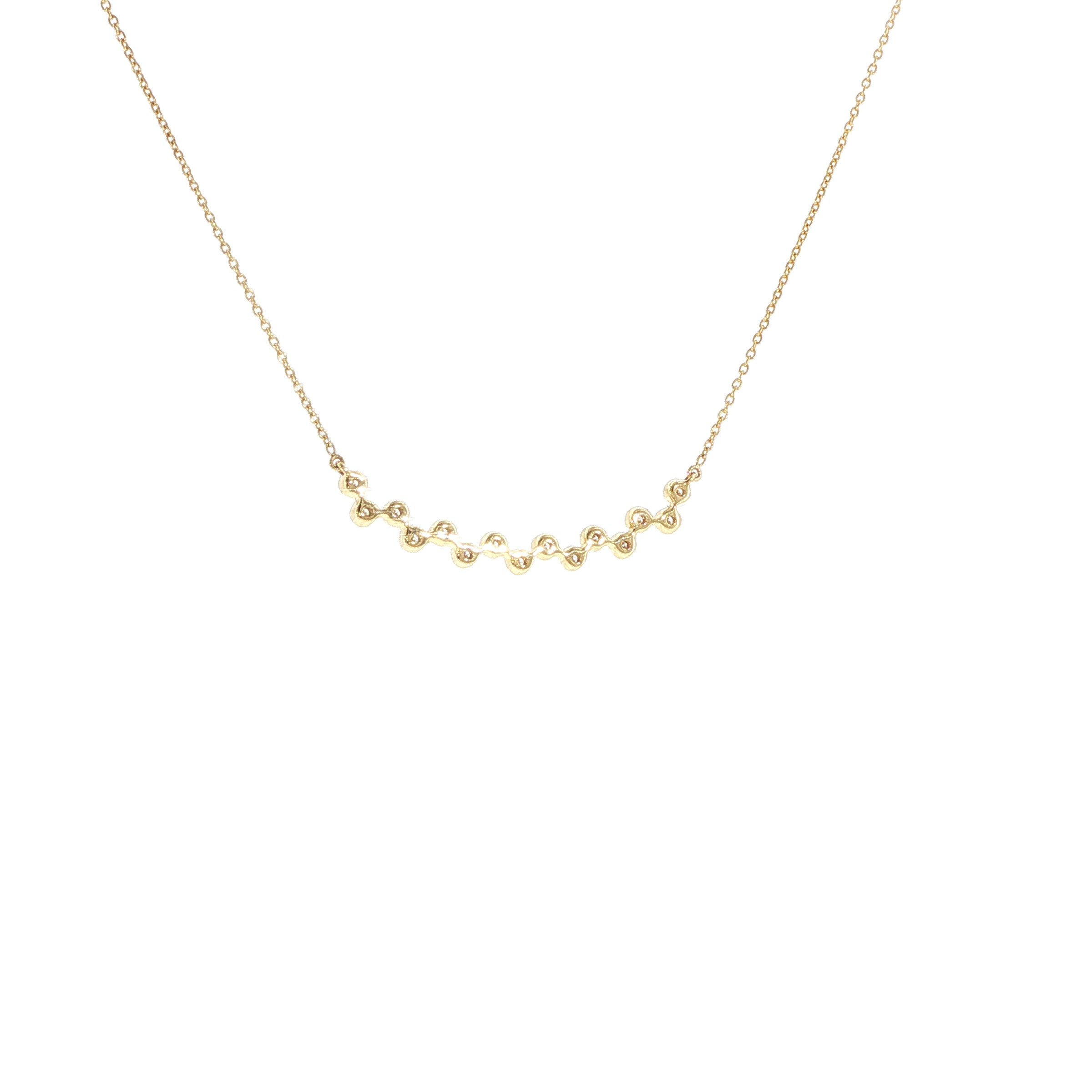 14K Yellow Gold Bezel Set Diamond Bar Necklace