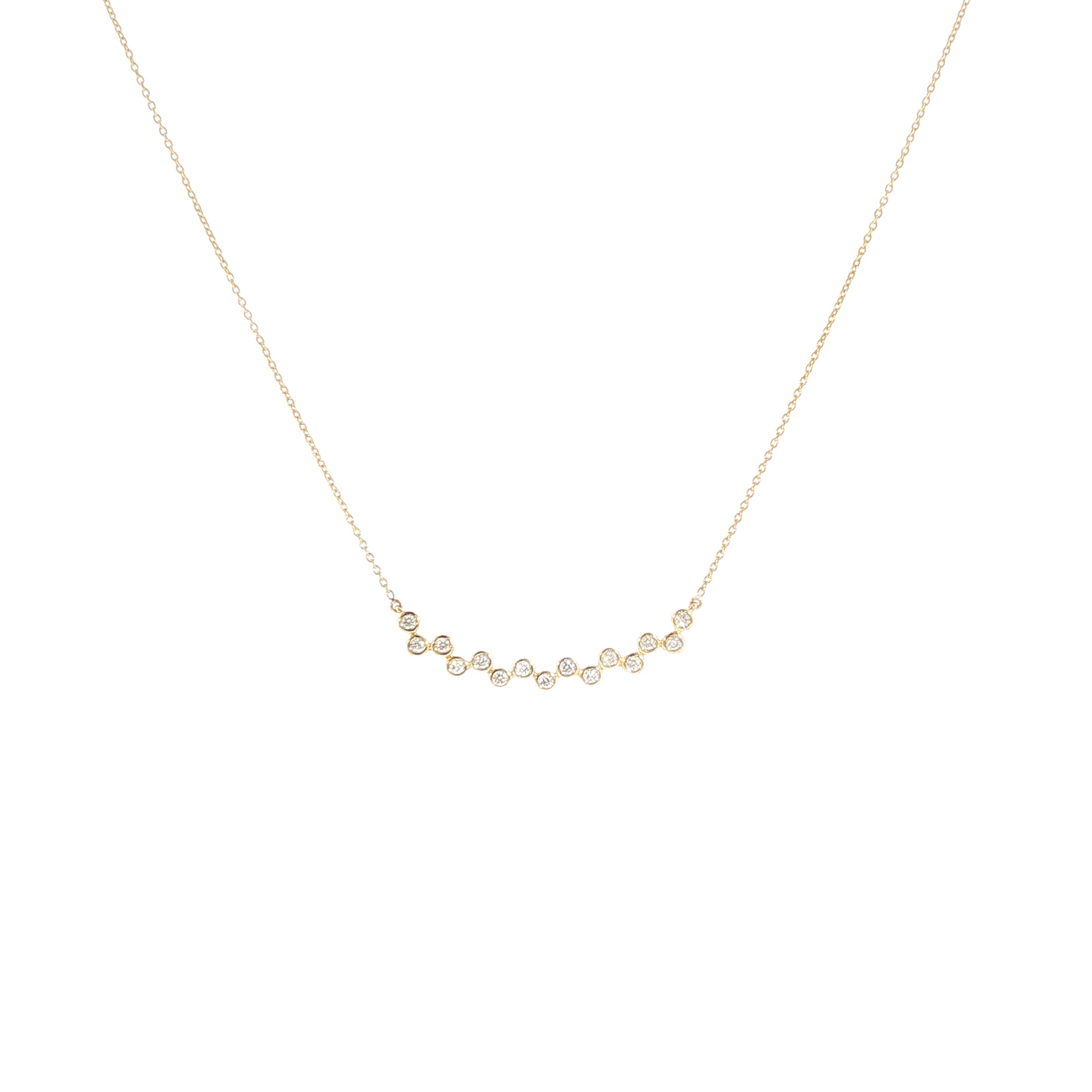 14K Yellow Gold Bezel Set Diamond Bar Necklace