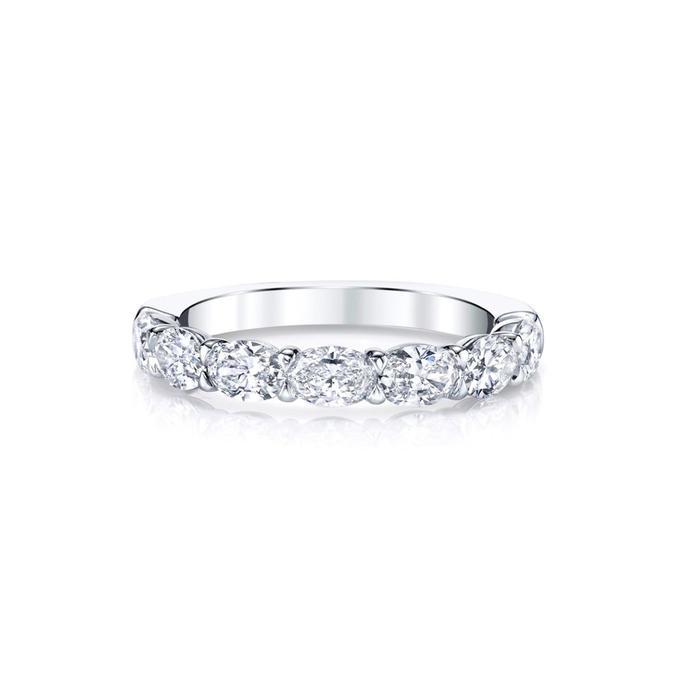 Platinum Shared Prong East/West Oval Diamond Band