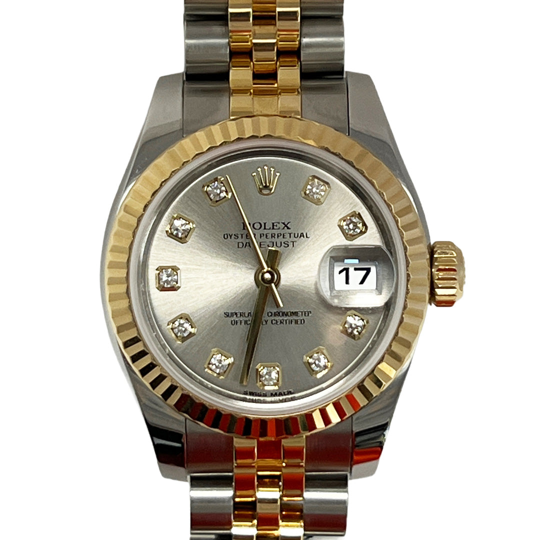 Pre-Owned Rolex Datejust Grey Diamond Dial 26MM Watch 179173