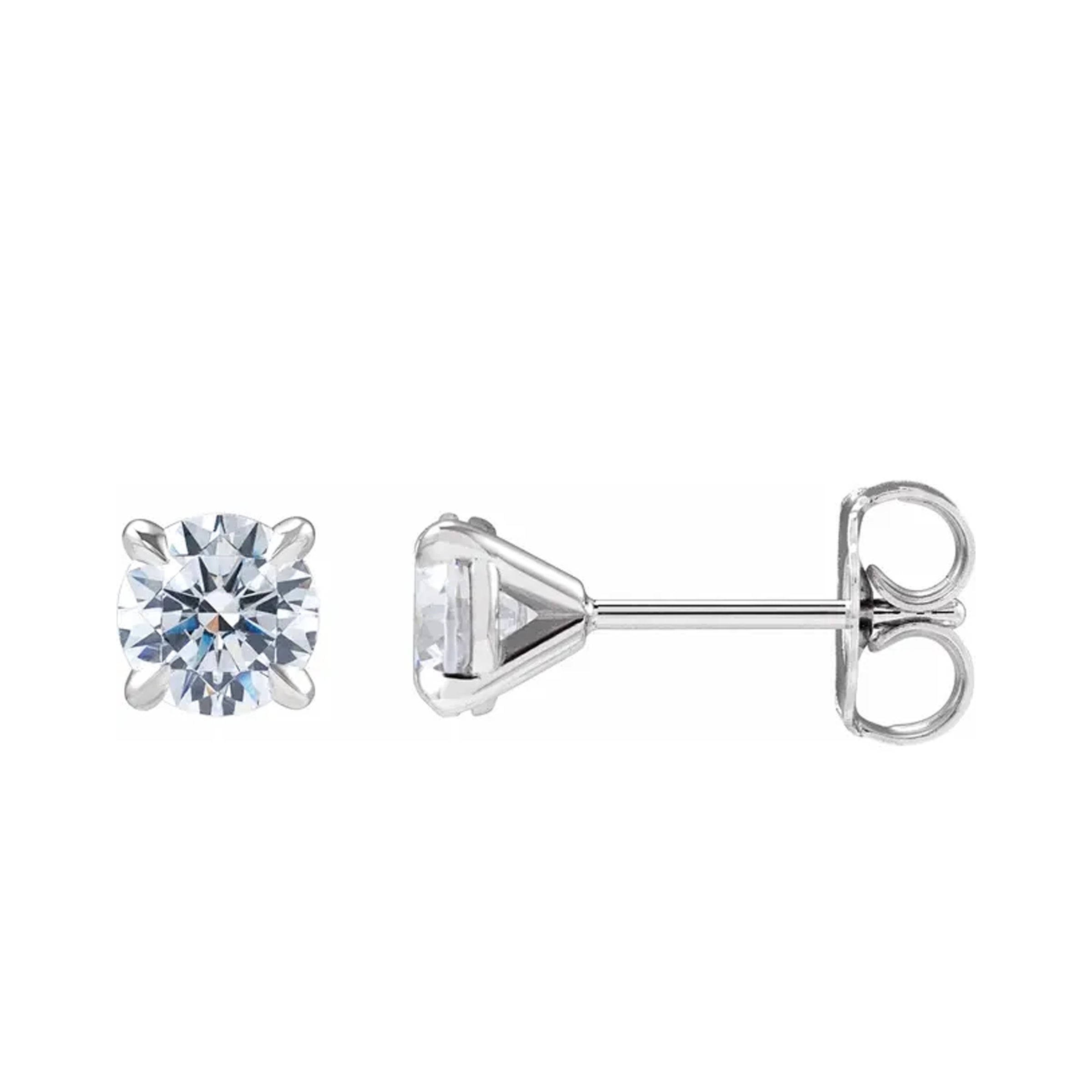 18K White Gold 0.80 Carat Martini Diamond Stud Earrings