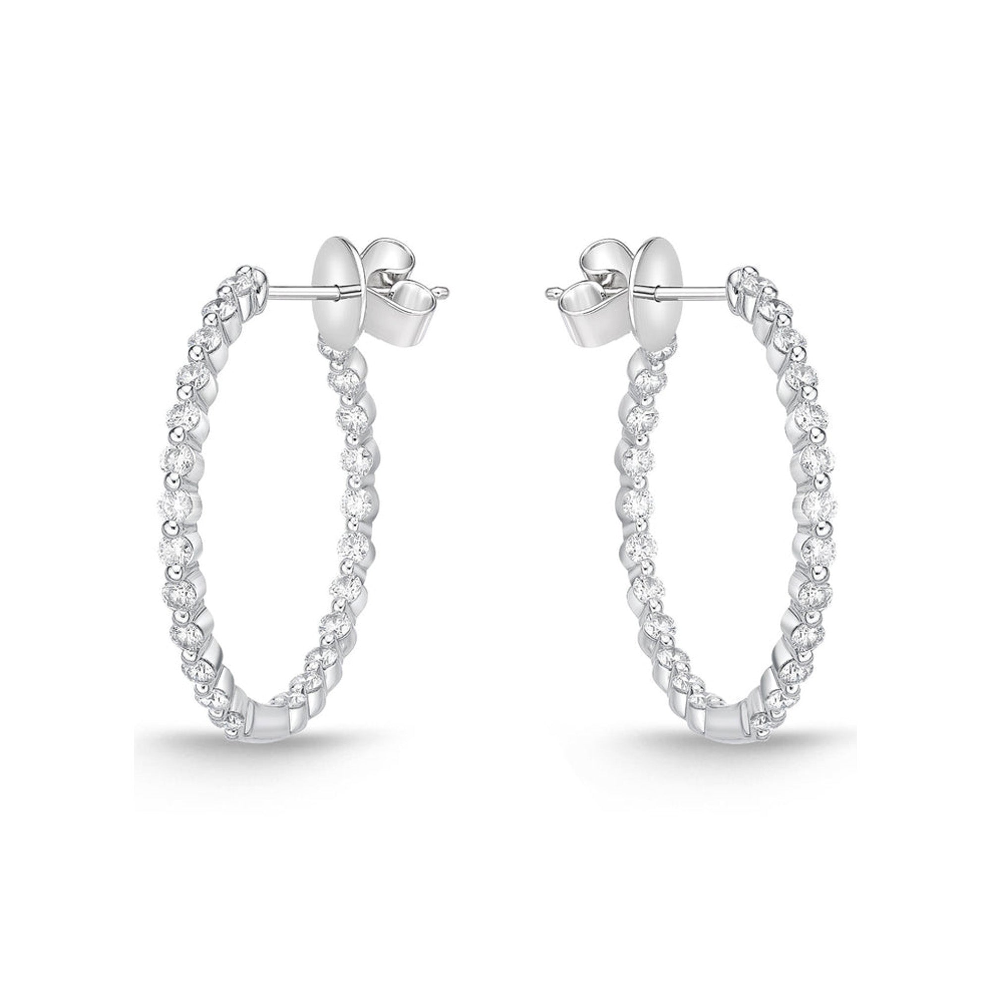 18K White Gold 24MM Auro Diamond Hoop Earrings