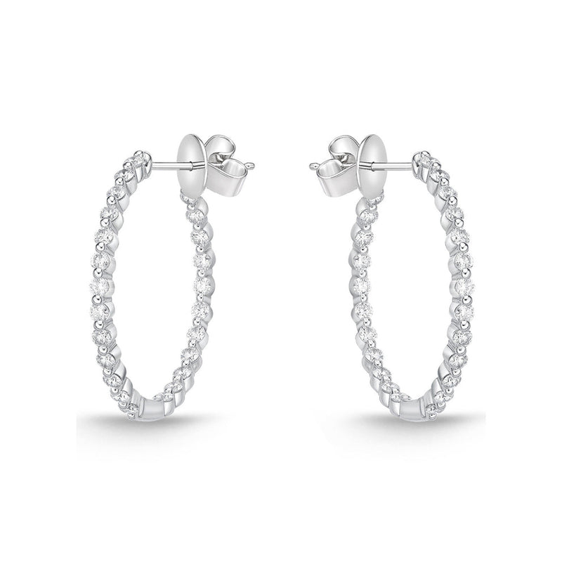 18K White Gold 24MM Auro Diamond Hoop Earrings