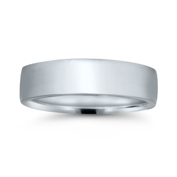 18K White Gold 5MM Low Dome Wedding Band img1