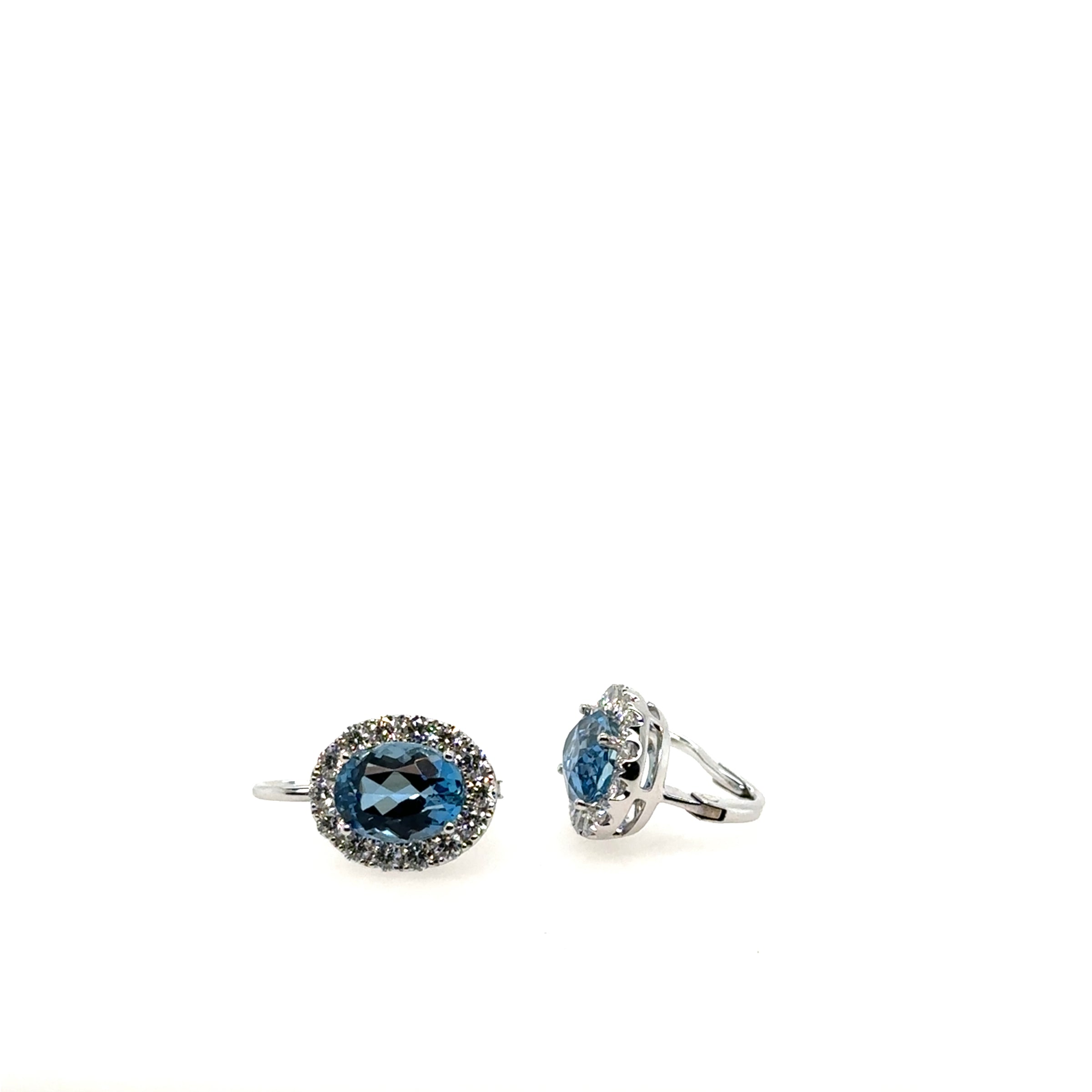 18K White Gold Aquamarine and Diamond Drop Earrings img2