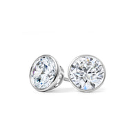 18K White Gold Bezel Set Lab-Grown Diamond Stud Earrings