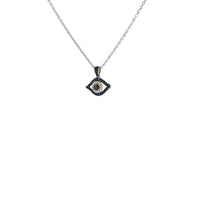 18K White Gold Evil Eye Sapphire Black Diamond and White Diamond Pendant img3