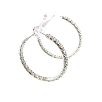 18K White Gold Micro Set Diamond Hoop Earrings img2