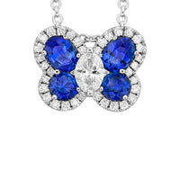 18K White Gold Sapphire and Diamond Butterfly Necklace img2