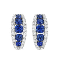 18K White Gold Sapphire and Diamond Huggie Earrings