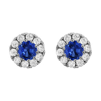 18K White Gold Sapphire and Diamond Stud Earrings