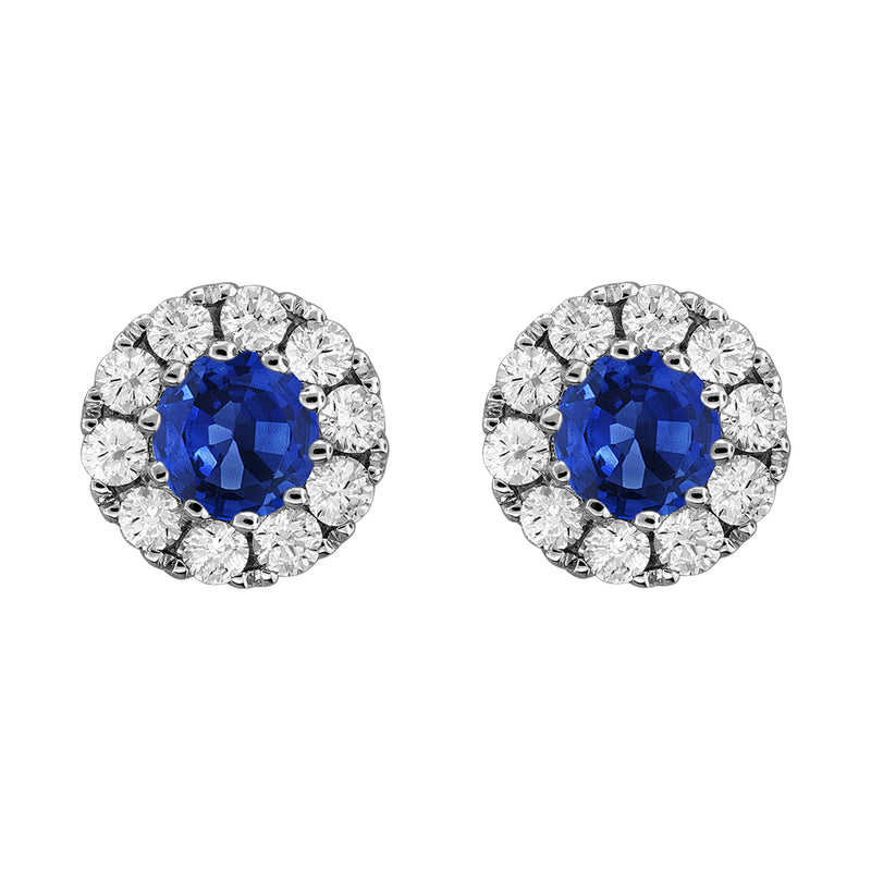 18K White Gold Sapphire and Diamond Stud Earrings