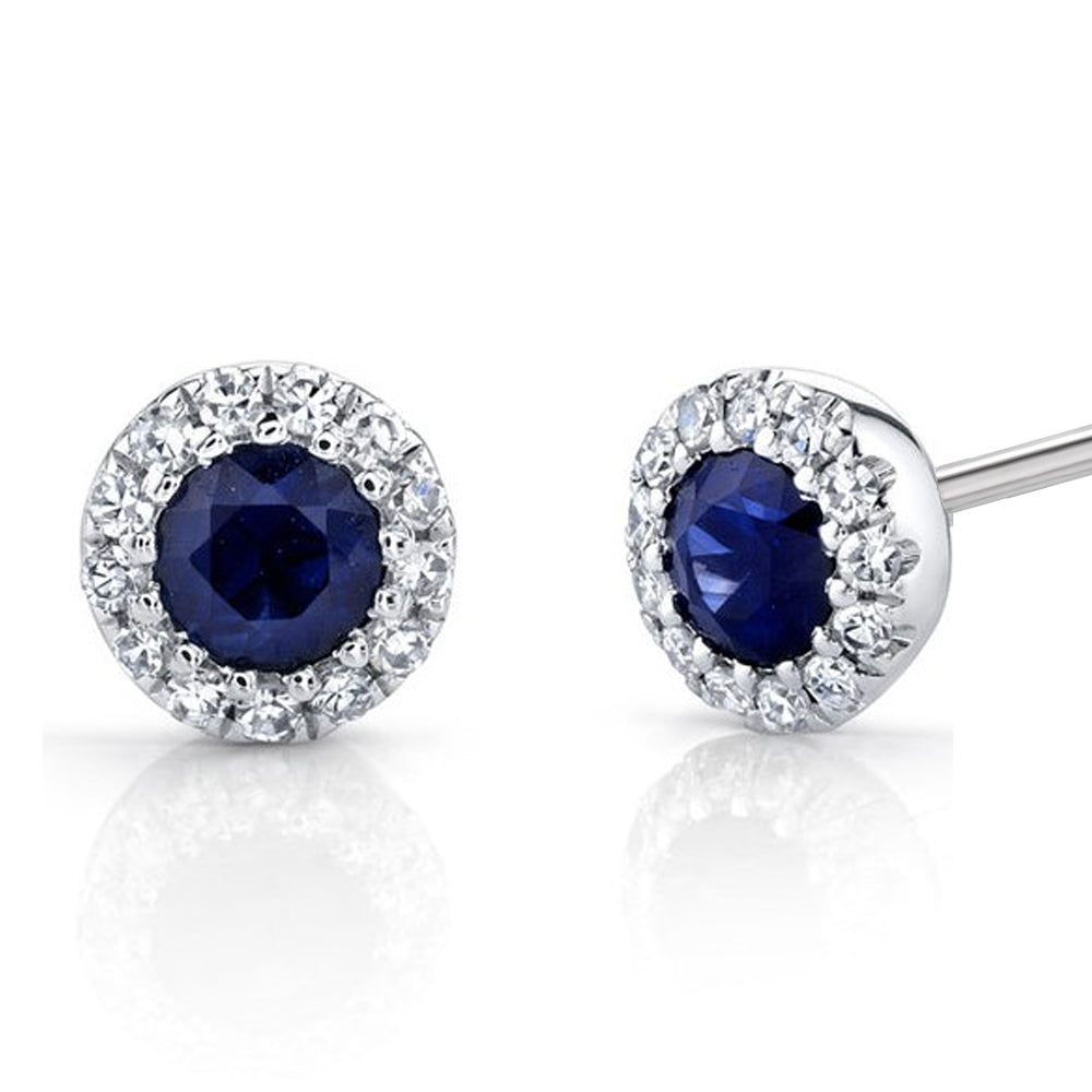 18K White Gold Sapphire and Diamond Stud Earrings img2