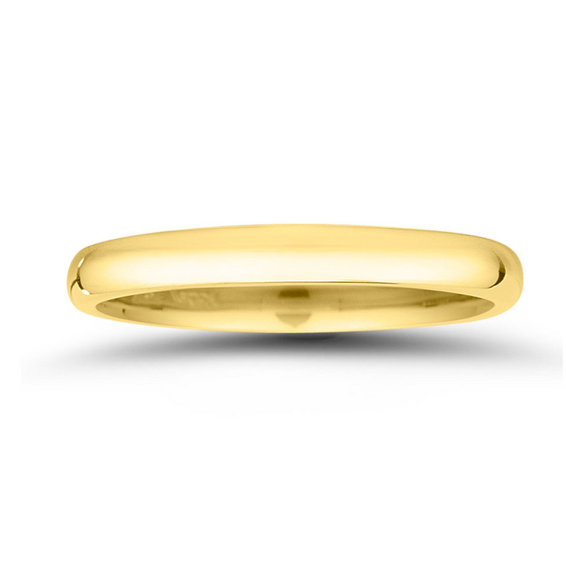 18K Yellow Gold 2.5MM High Dome Wedding Band