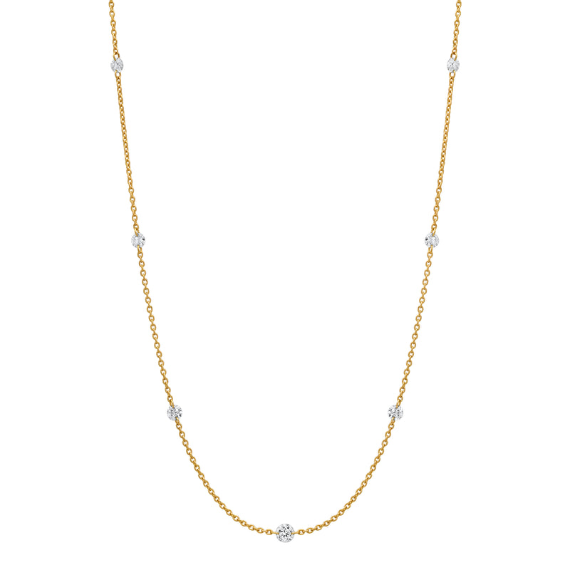18K Yellow Gold Diamond by the Yard Floating Graduated Diamond Necklace