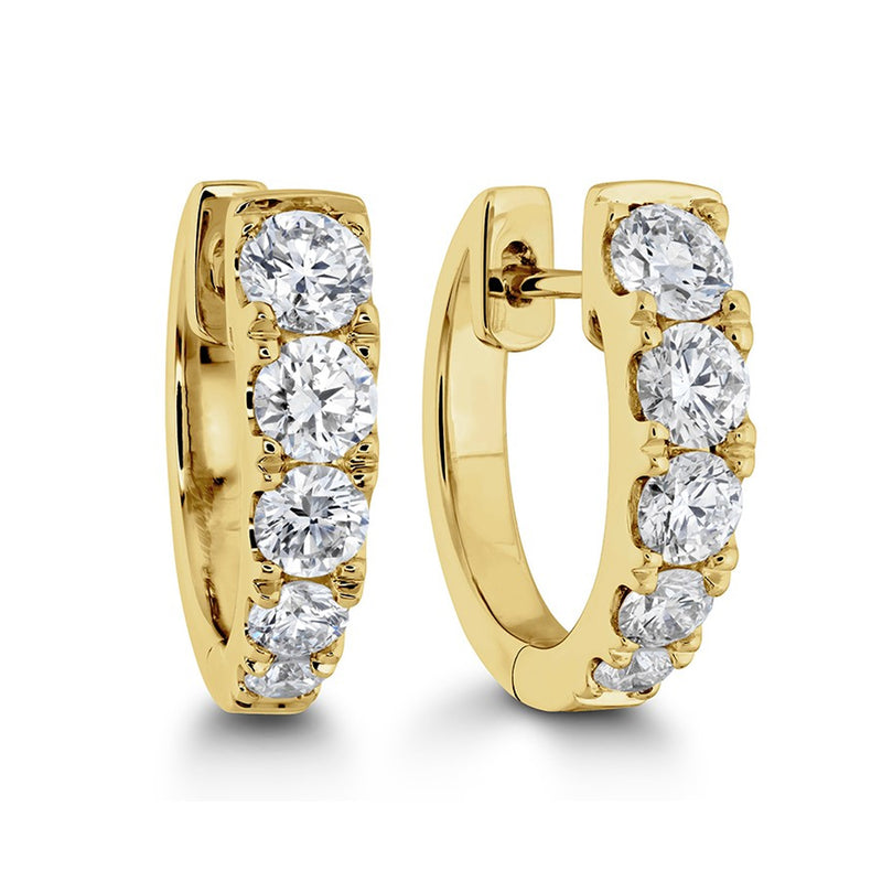 18K Yellow Gold Diamonds Medium Hoop Earrings