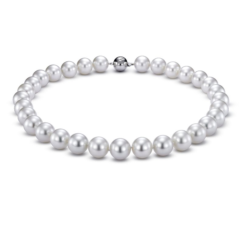 18K Yellow Gold White Freshwater Graduated Pearl Strand Necklace
