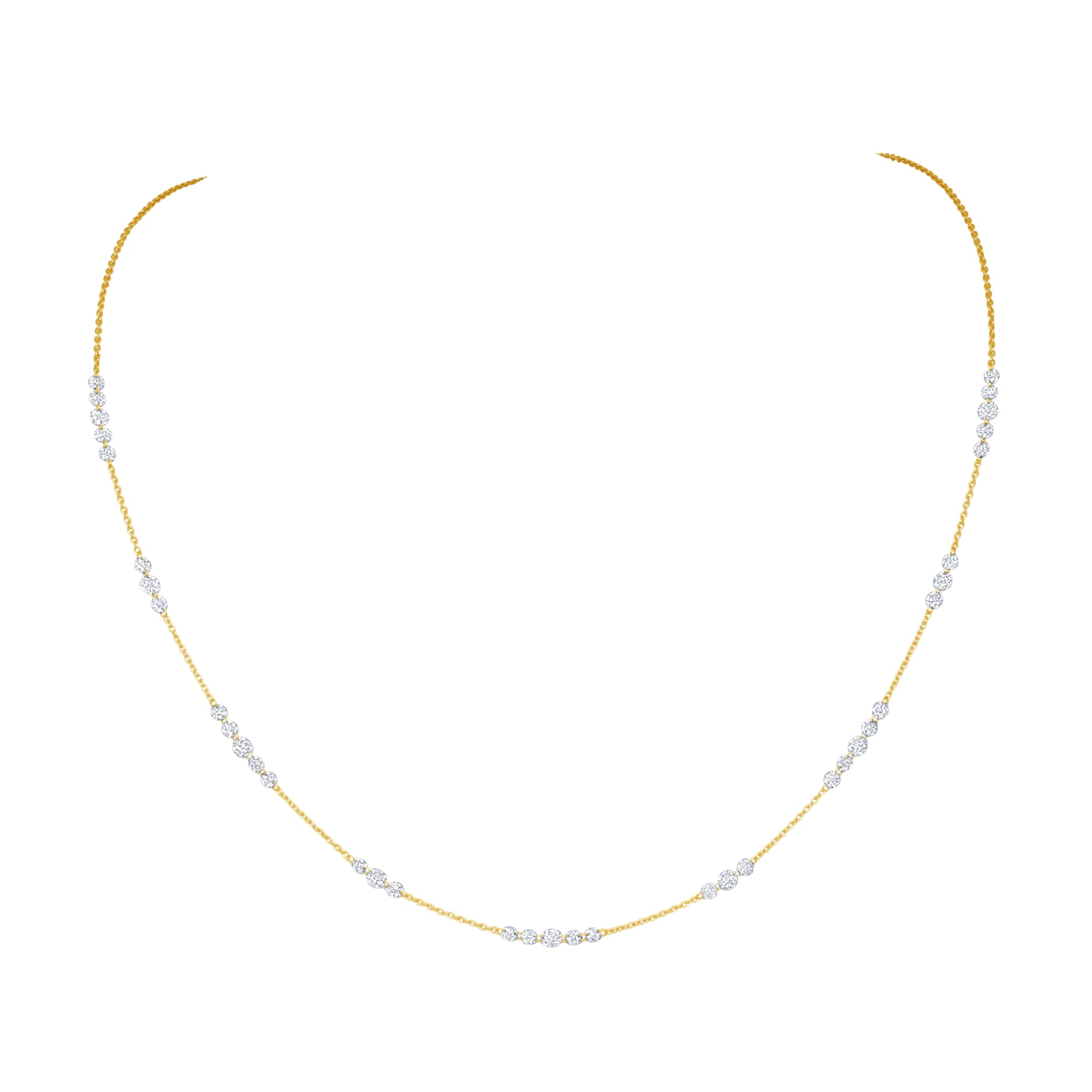 14K Yellow Gold 9 Station Diamond Necklace