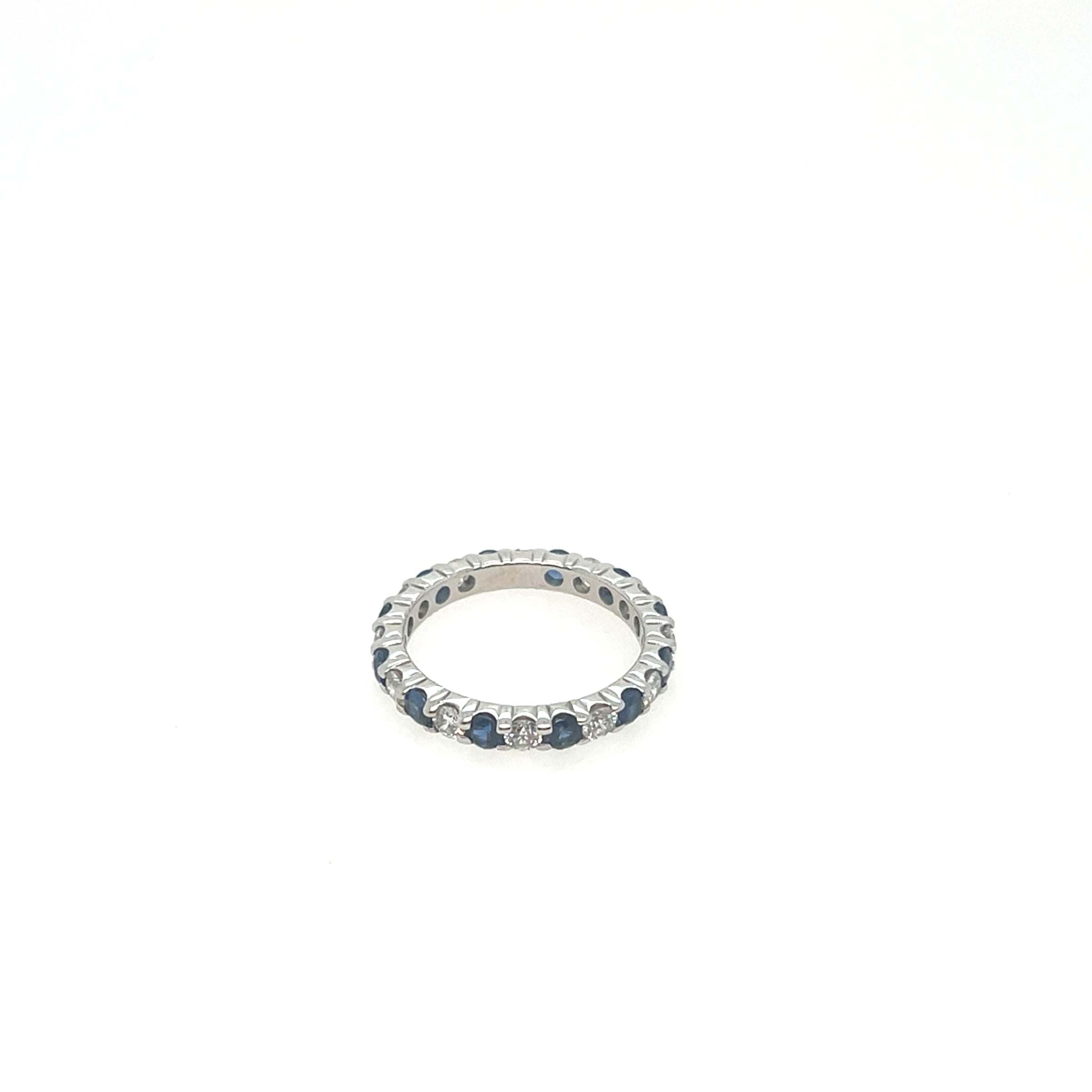 18K White Gold Alternating Sapphire and Diamond Eternity band