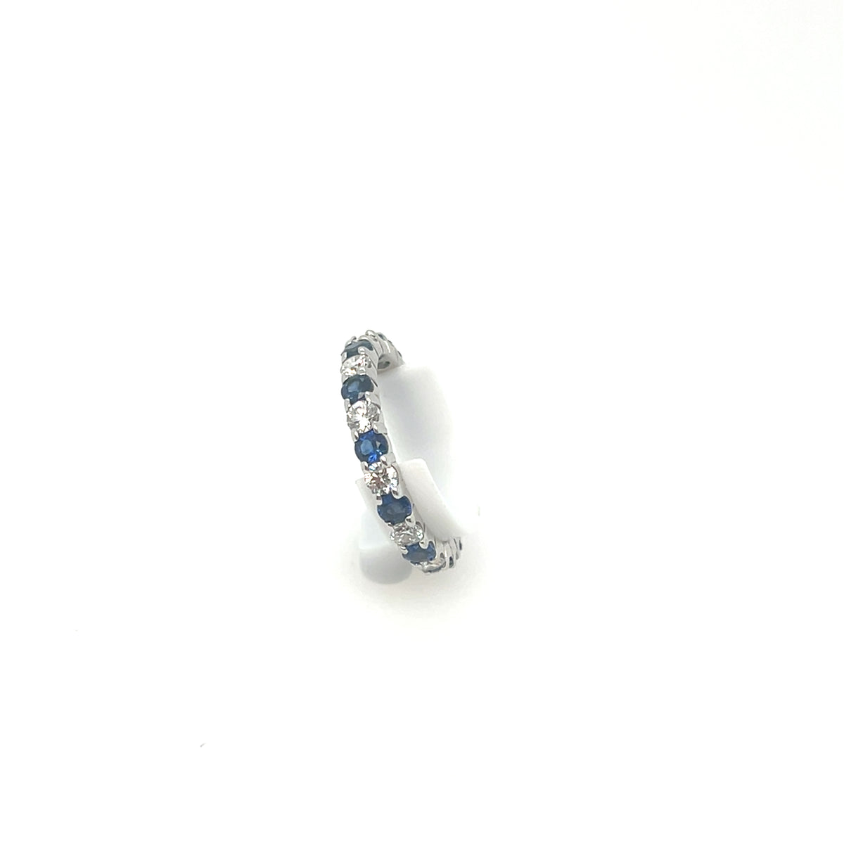 18K White Gold Alternating Sapphire and Diamond Eternity band