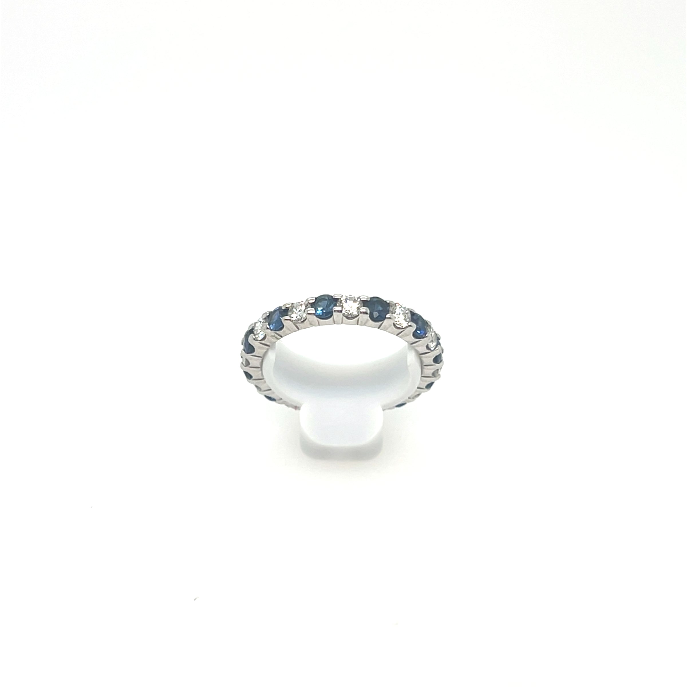 18K White Gold Alternating Sapphire and Diamond Eternity band